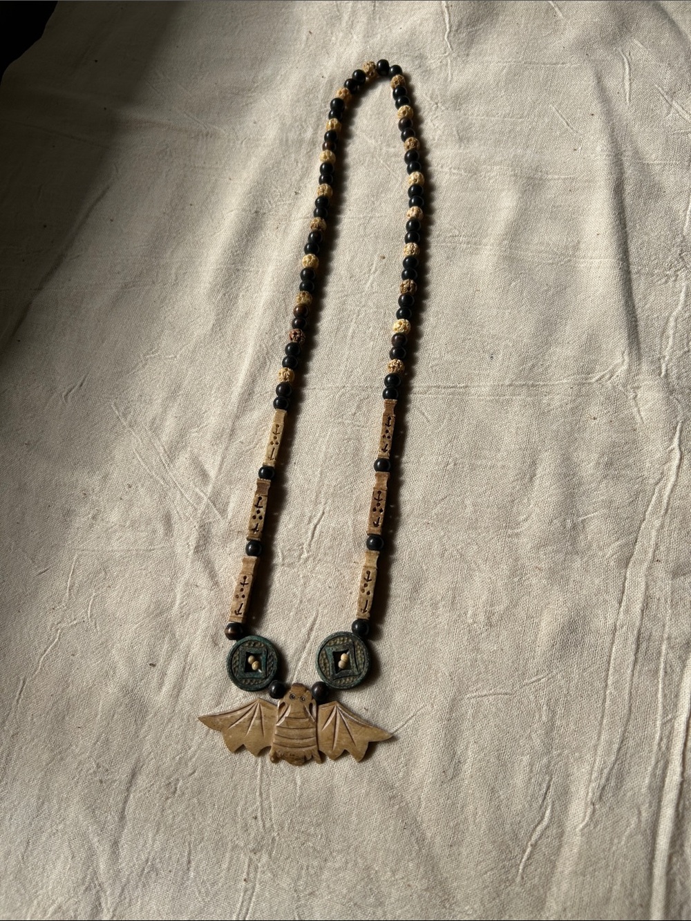 Handcrafted Brown & Black Bat Pendant Necklace - Women Jewelry